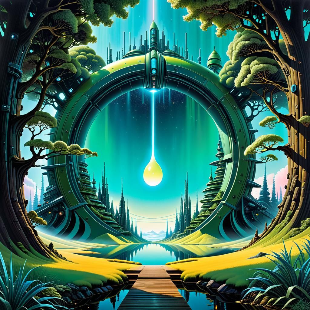 Ethereal Dimension Portal in Cell-Shaded Futurism