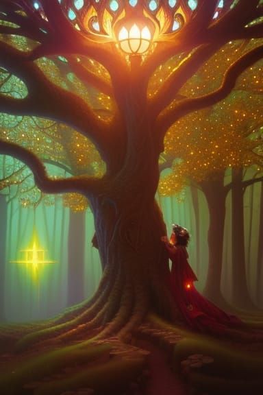 Luminous Tree of Life Illustration in Vibrant Colors