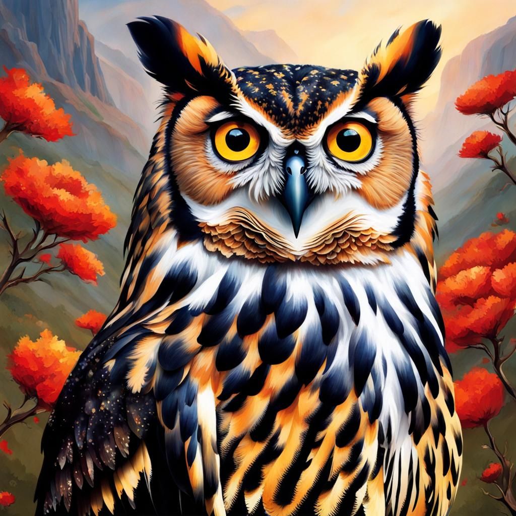 Wise Owl Observes Earth's Beauty