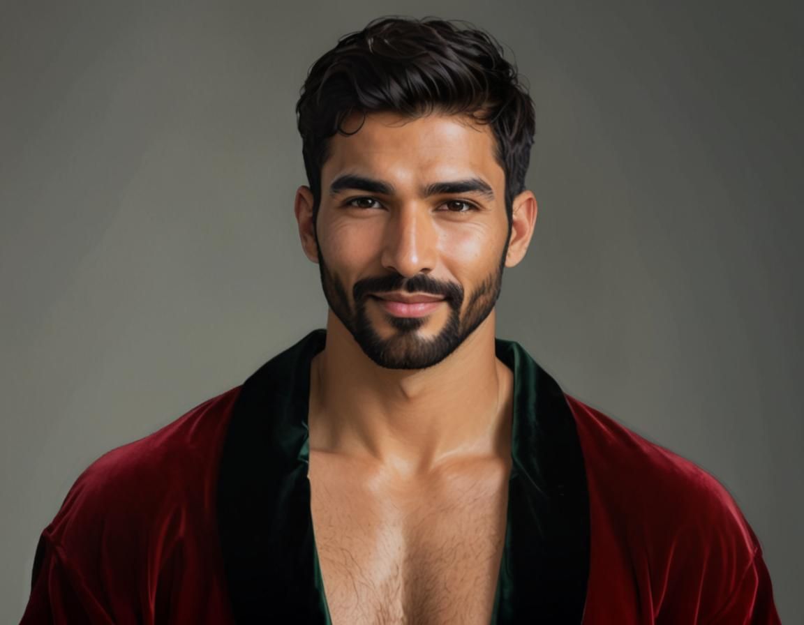 Joyous Peruvian Man in Art Nouveau Portrait