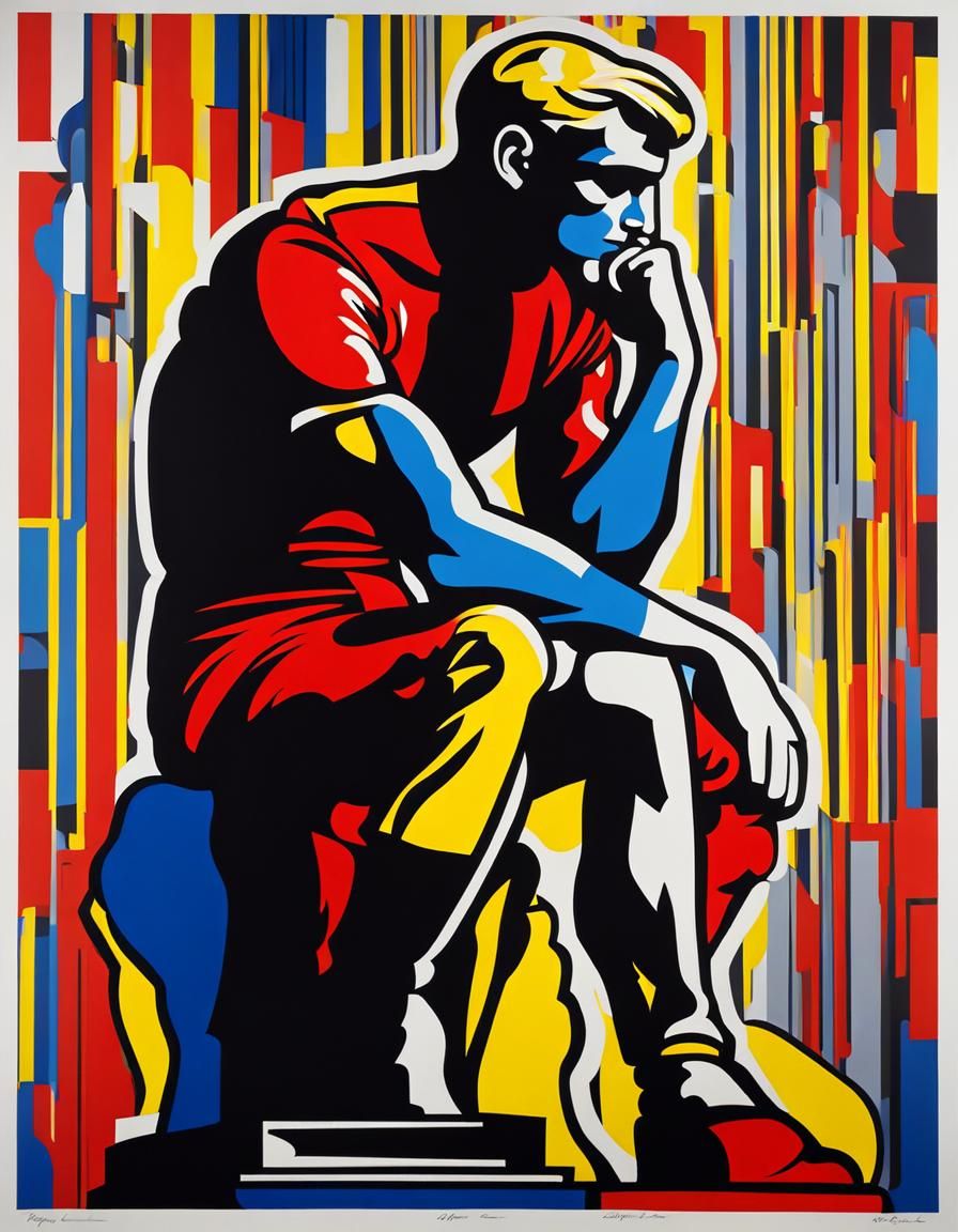 The Thinker as Pop Art by Lichtenstein