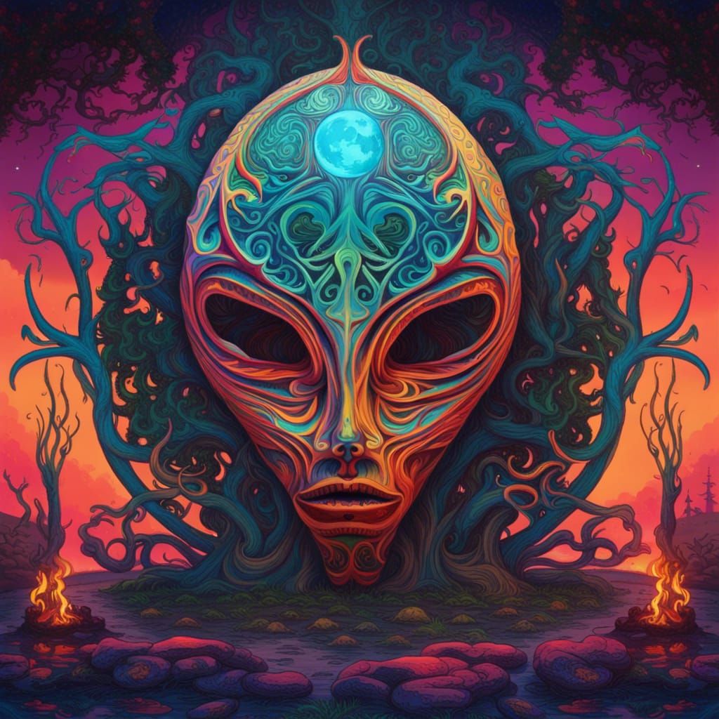 Psychedelic Trident in Alienated Digital World