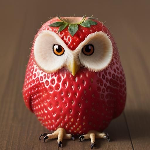 Strawberry Owl Whimsical AI Image