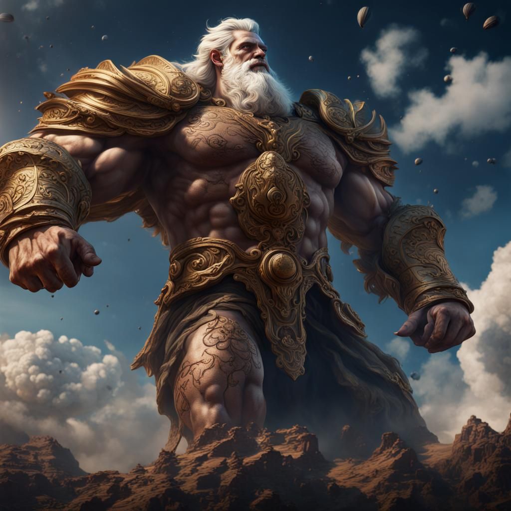 Atlas Lifting the Sky: Detailed Matte Painting