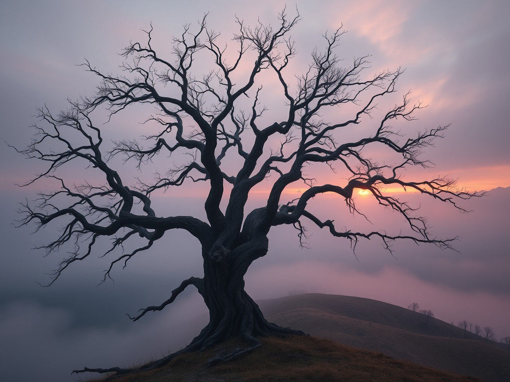 Majestic Tree at Sunset: Fantasy Concept Art