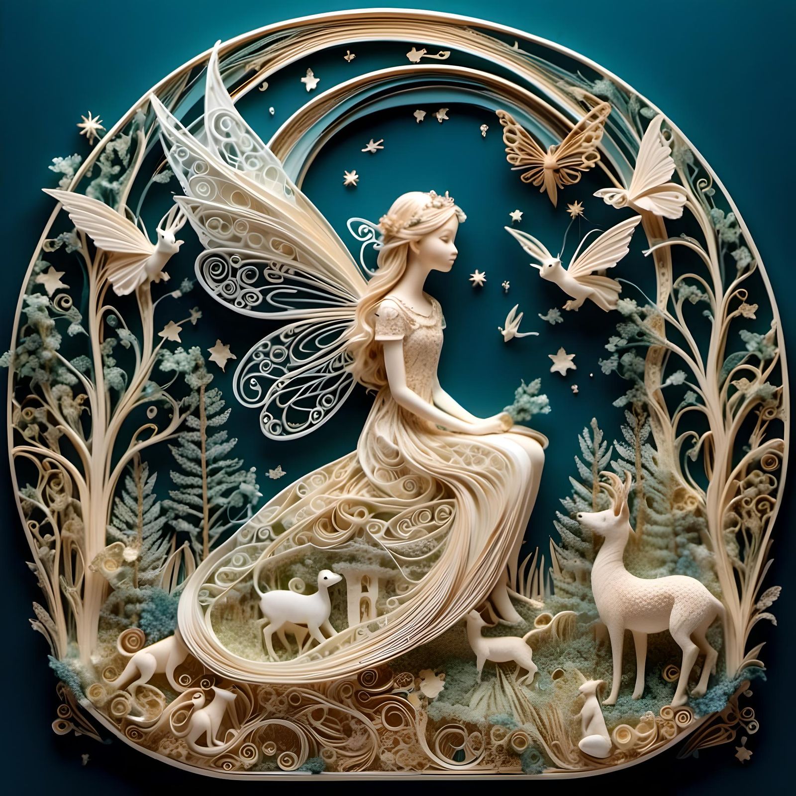 Fairy Princess and Dragon in Renaissance Style