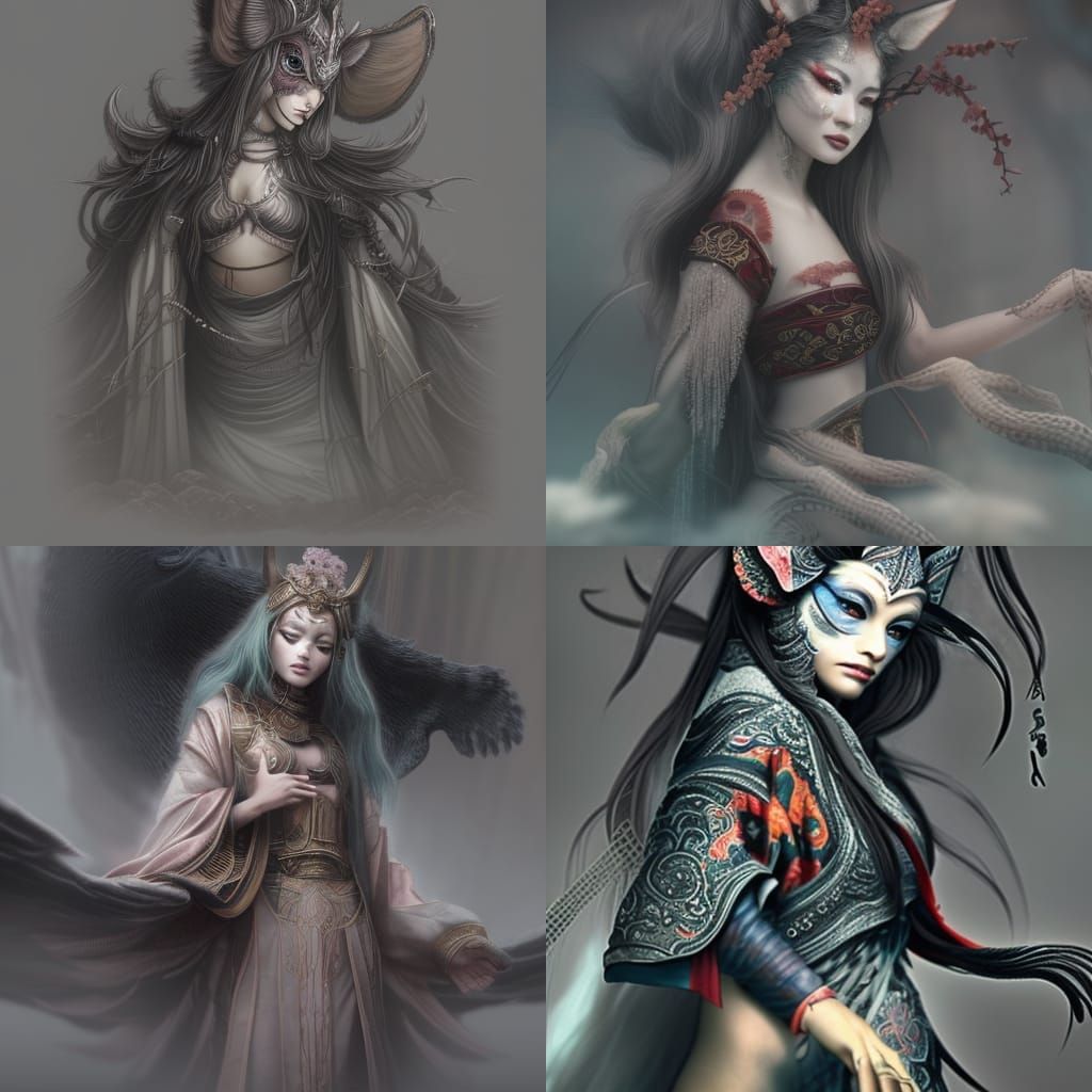 Epic Female Kitsune Digital Painting