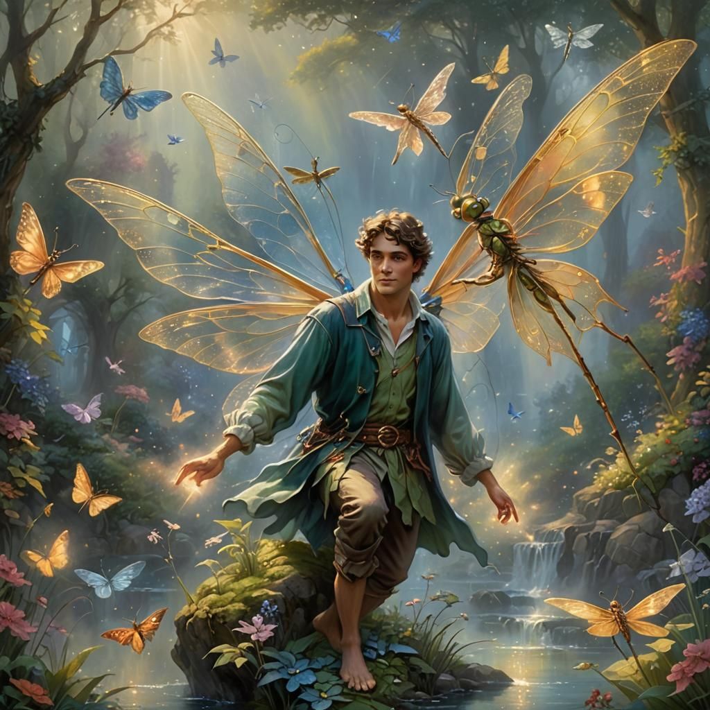 Ethereal Male Fairy with Dragonfly Wings