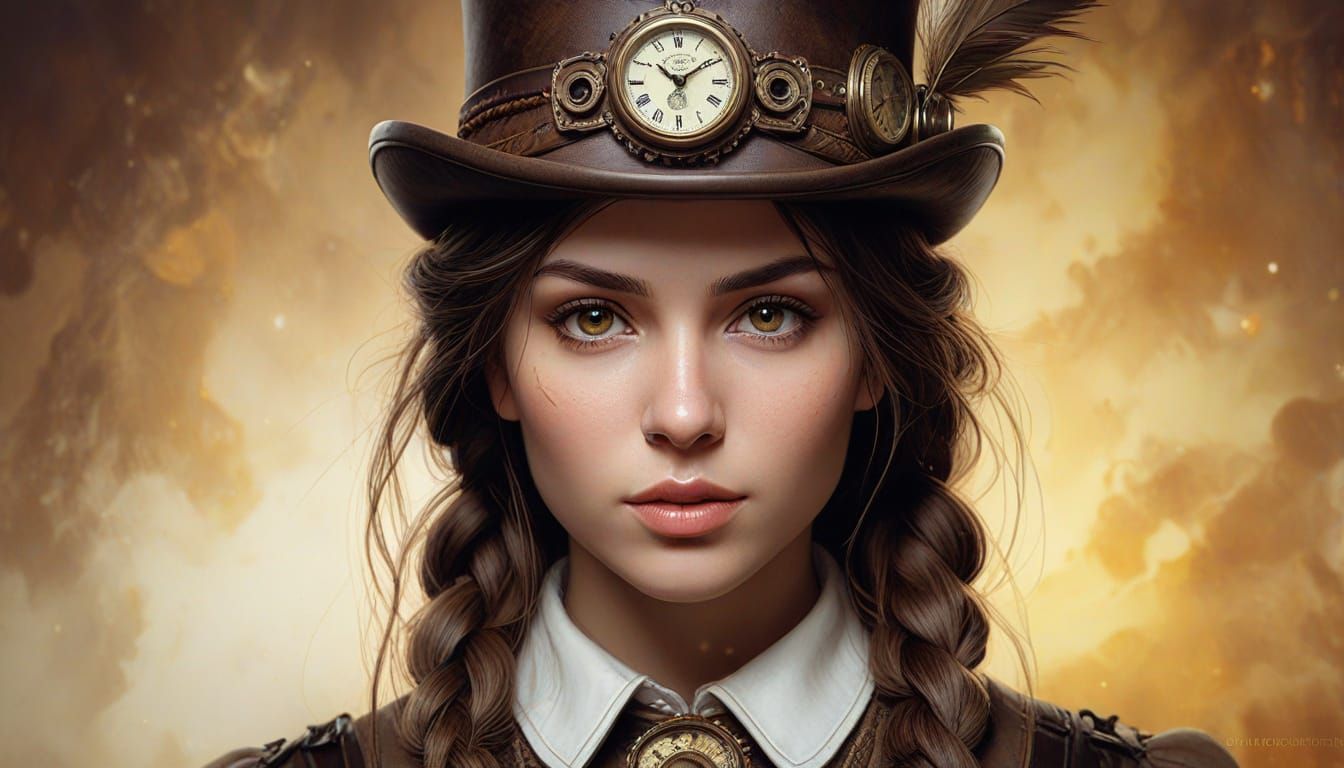 Steampunk Siren: A Beautiful Spanish Woman in Leather and Ge...