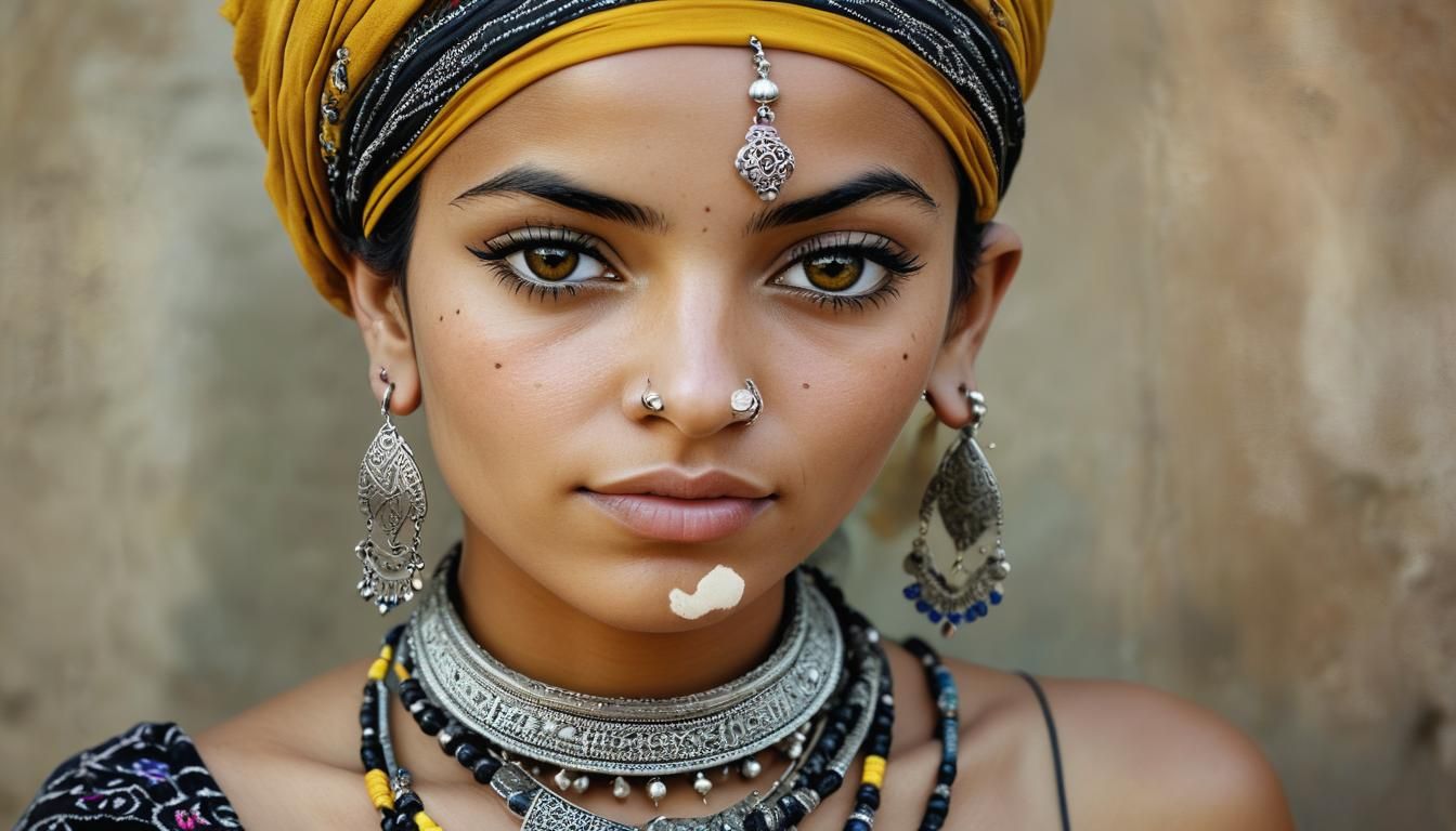 Striking Portrait of Chaoui Woman with Traditional Jewelry