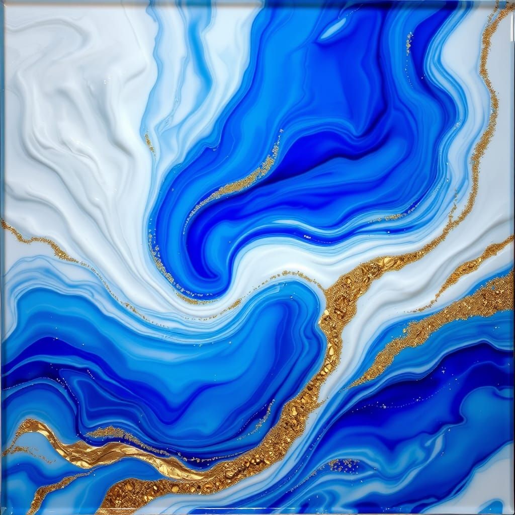 Epoxy Resin and Glass Fusion in Shimmering Metallic Hues