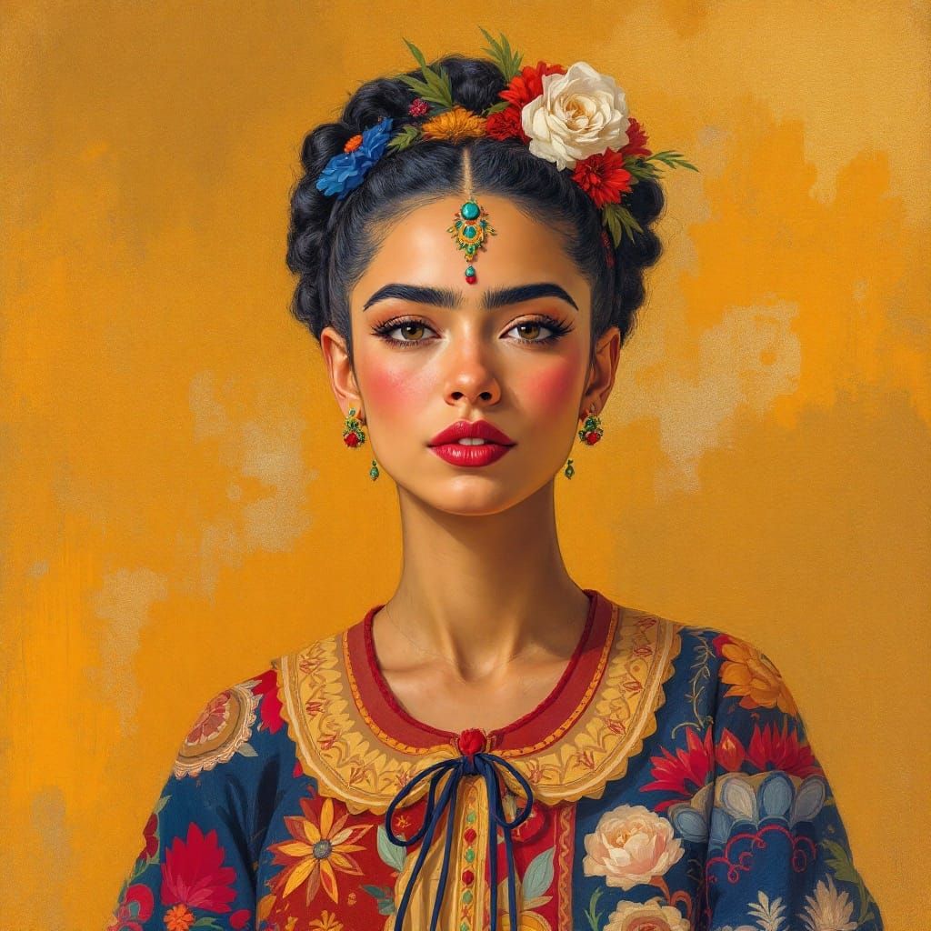 Folkloric Portrait of Pinti Titin in Traditional Latin Ameri...