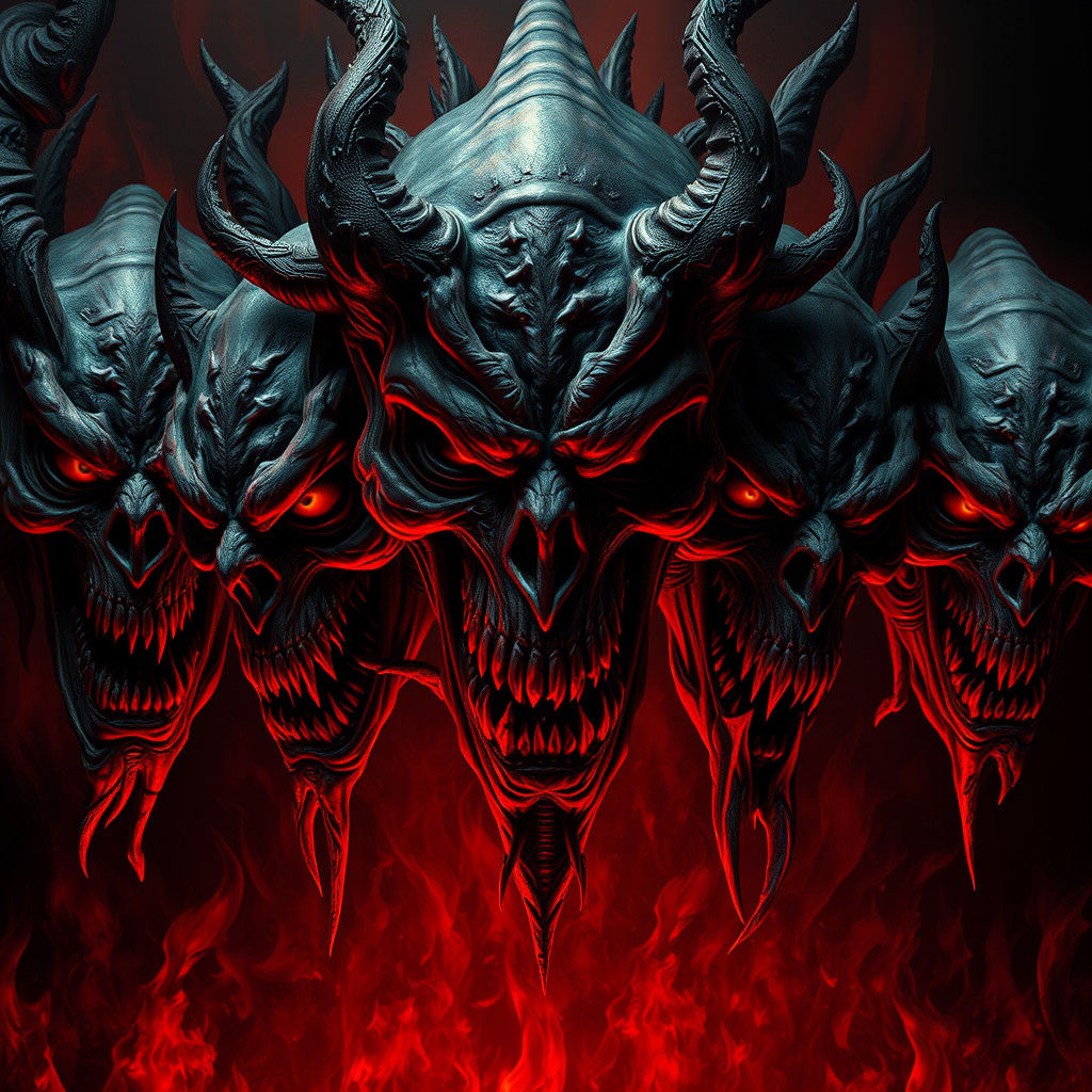 Infernal Visages of Hell in Dark Fantasy Style