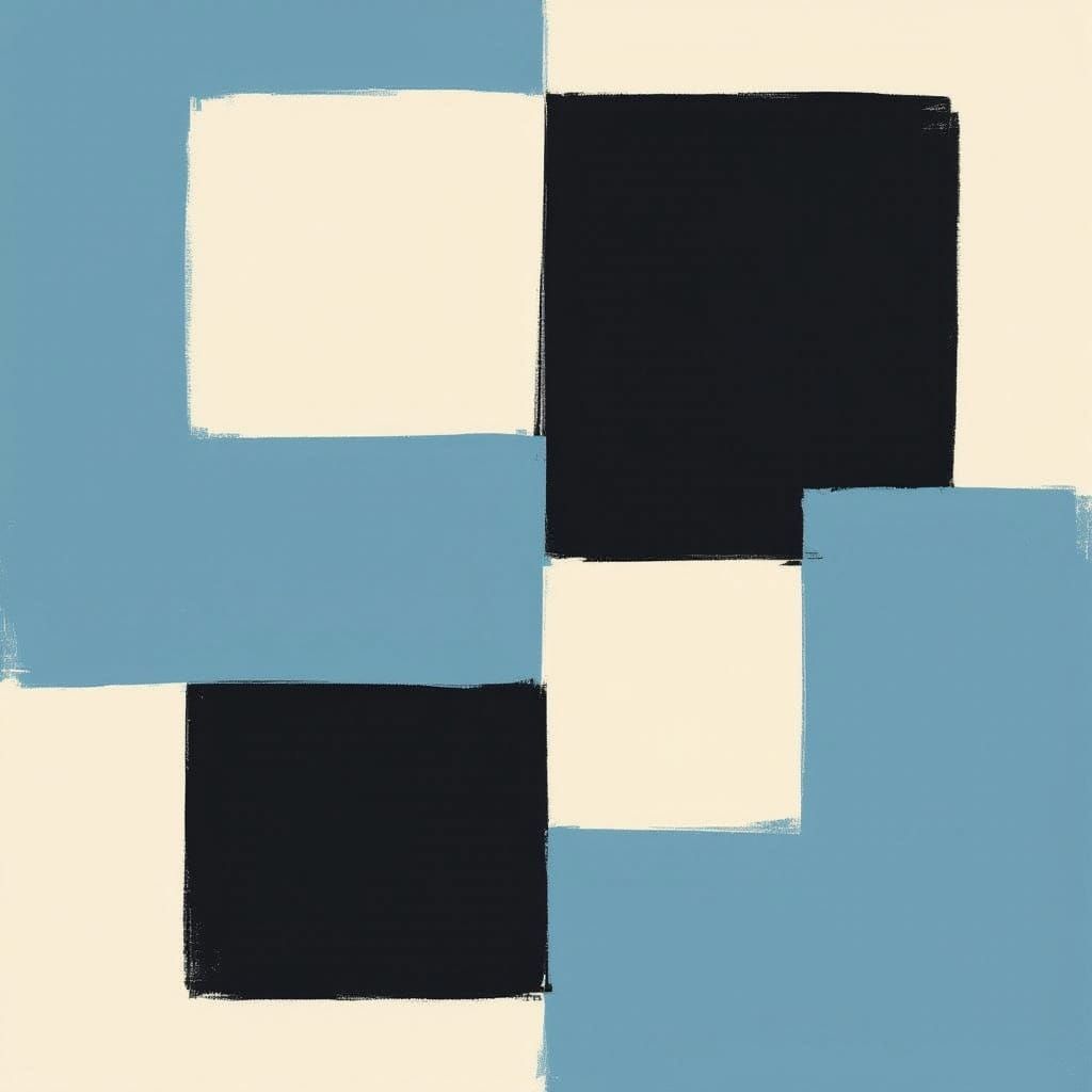 Abstract Color Blocks in Blue, White and Black