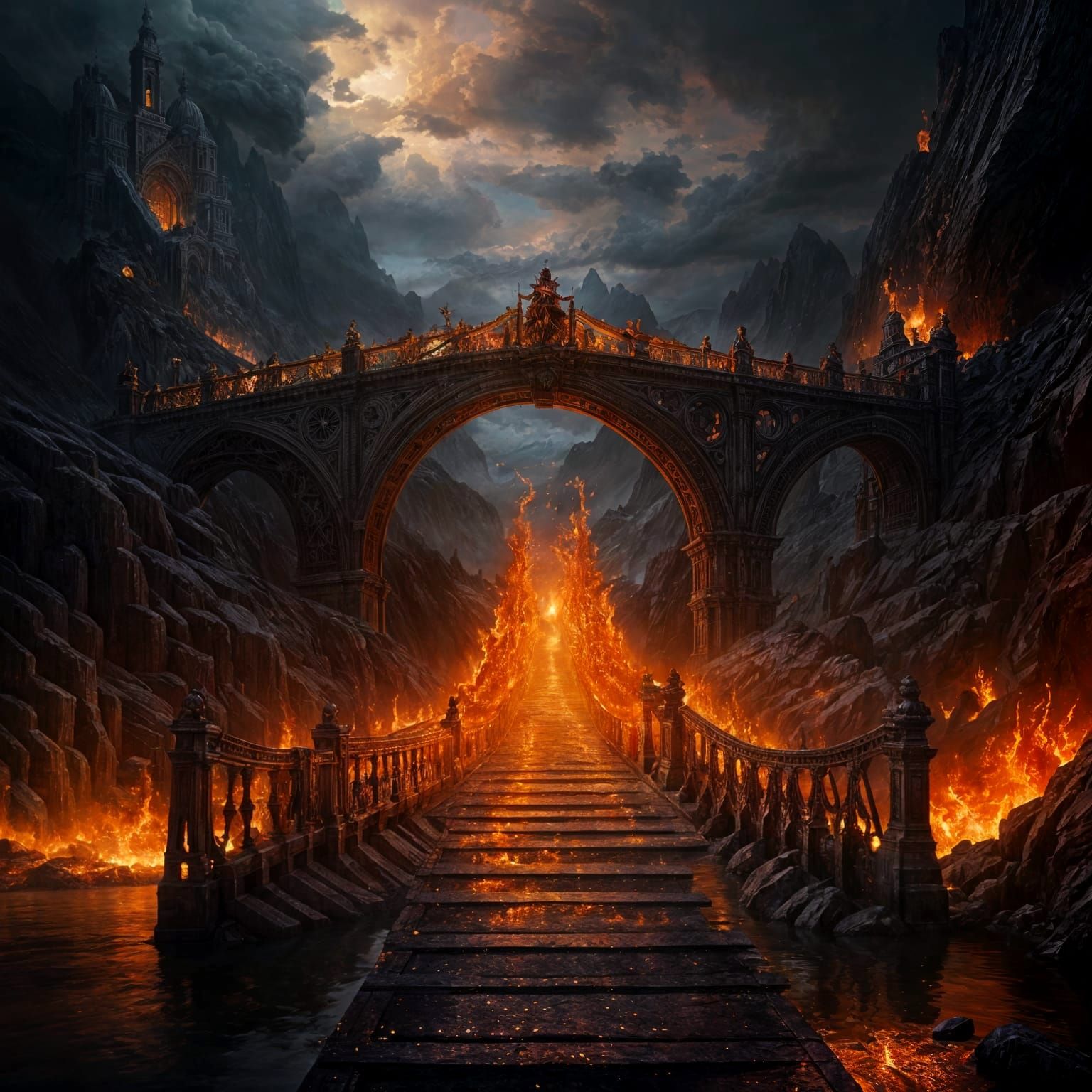 Ethereal Bridge Over Fiery Abyss