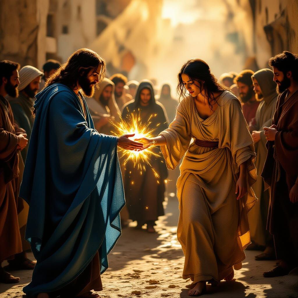 Baroque Painting: Divine Healing Touch of Jesus' Robe