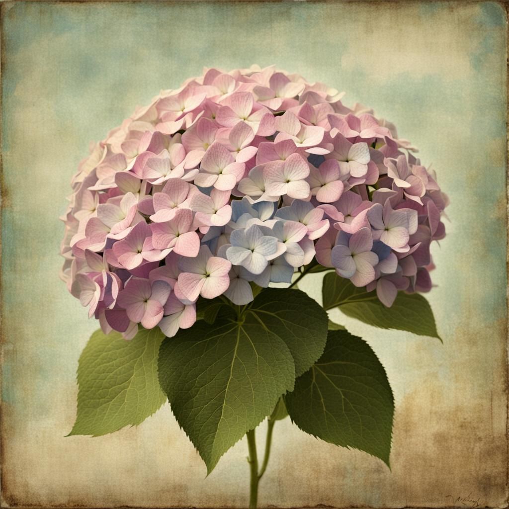 Impressionist Hydrangea Flower Digital Painting