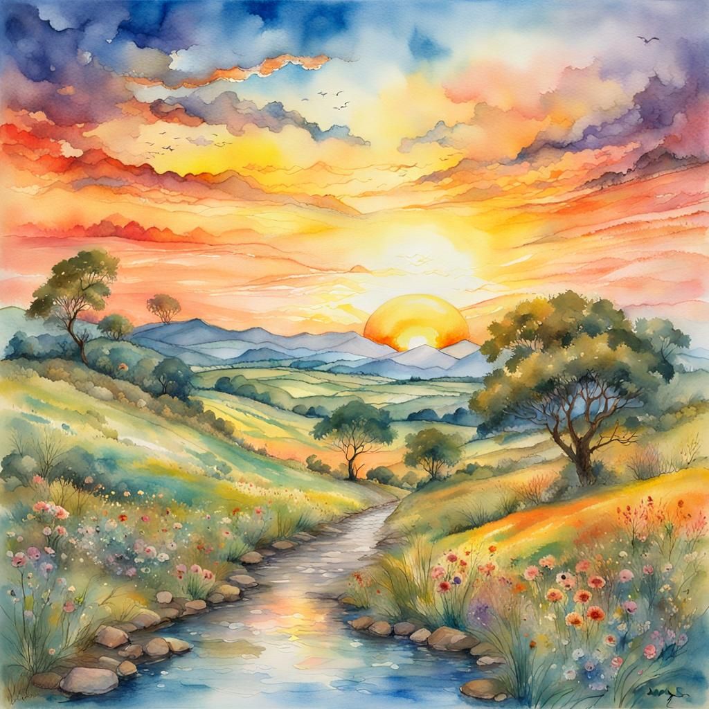 Beautiful summers in real nature..Sunset summer landscapes in real nature..Sunset summer landscape