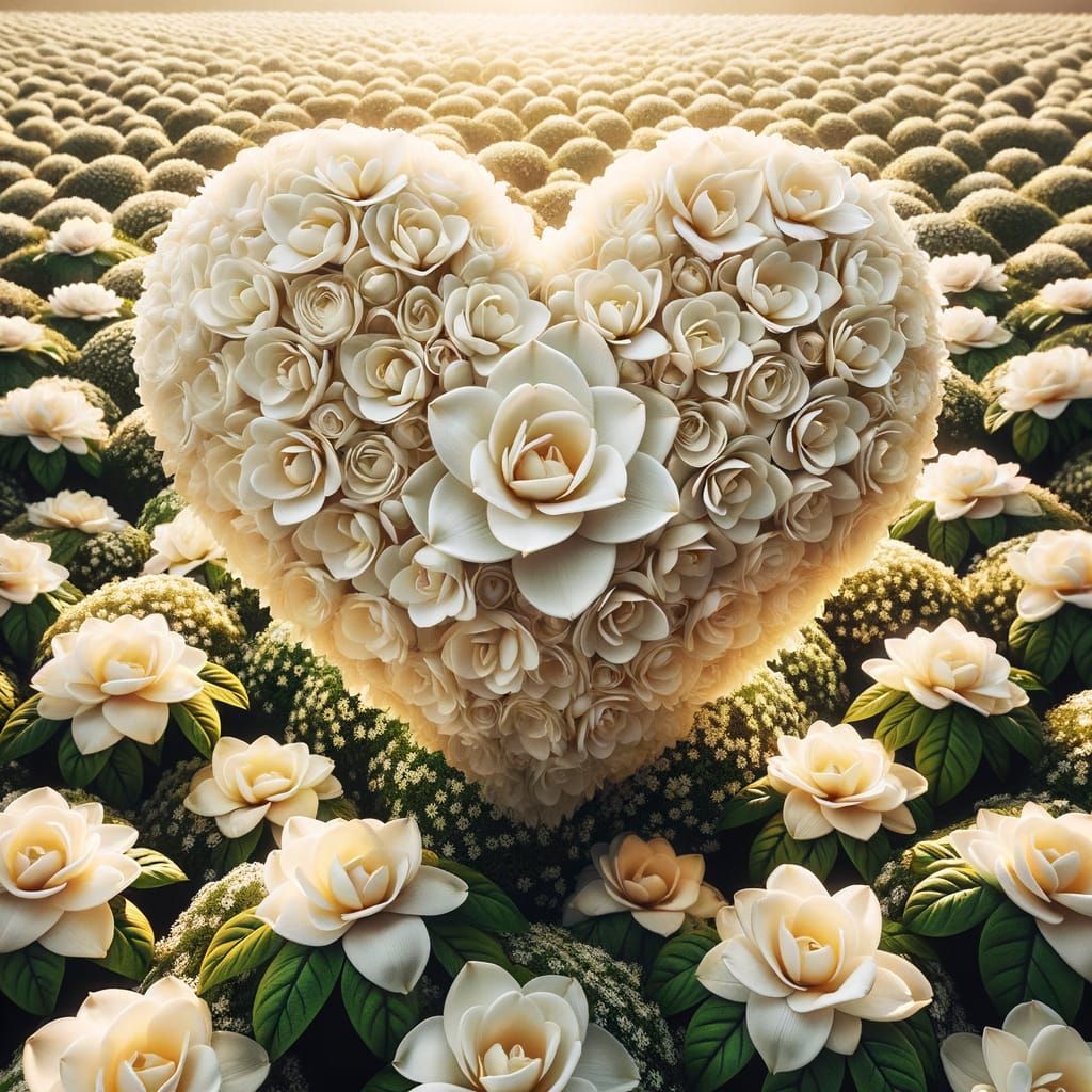 Gardenia Heart Over Endless Flower Field