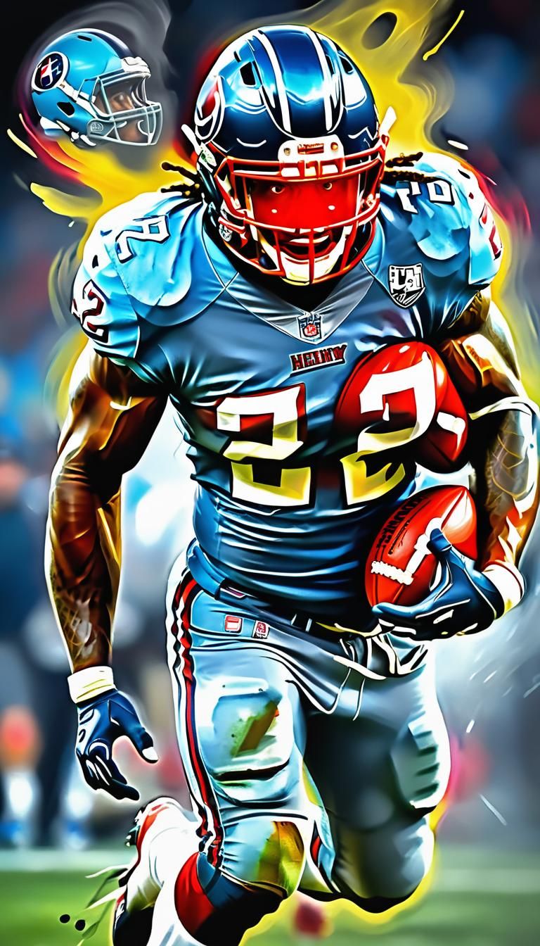 Derrick Henry: Dynamic Sports Image in Vibrant Oil Painting