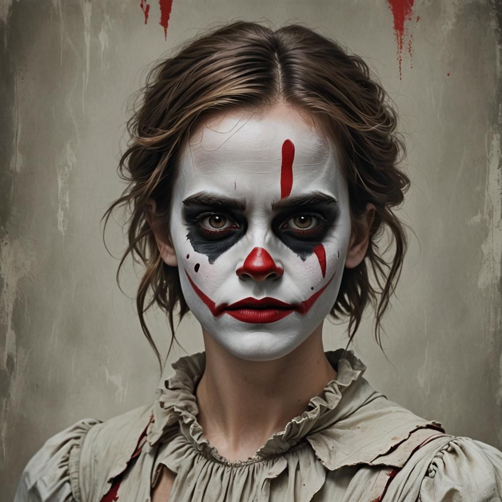 Emma Watson as Heart-wrenching Clown, Pop Art Portrait