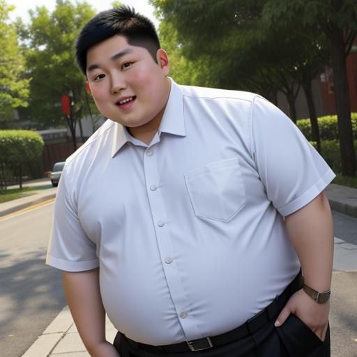 Chubby Asian Man in Mormon Missionary Uniform