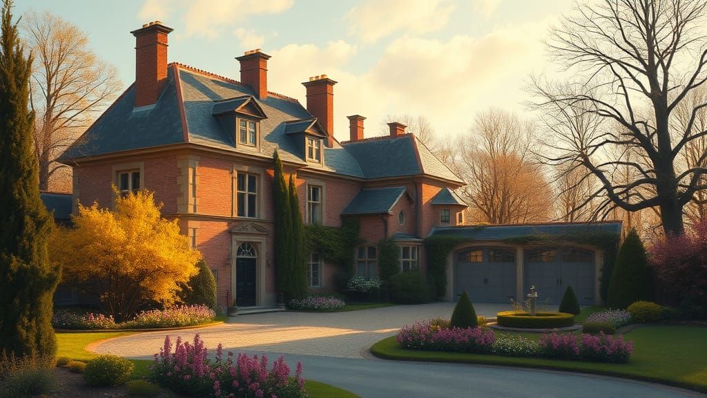 Golden Afternoon Chateau in Spring Garden