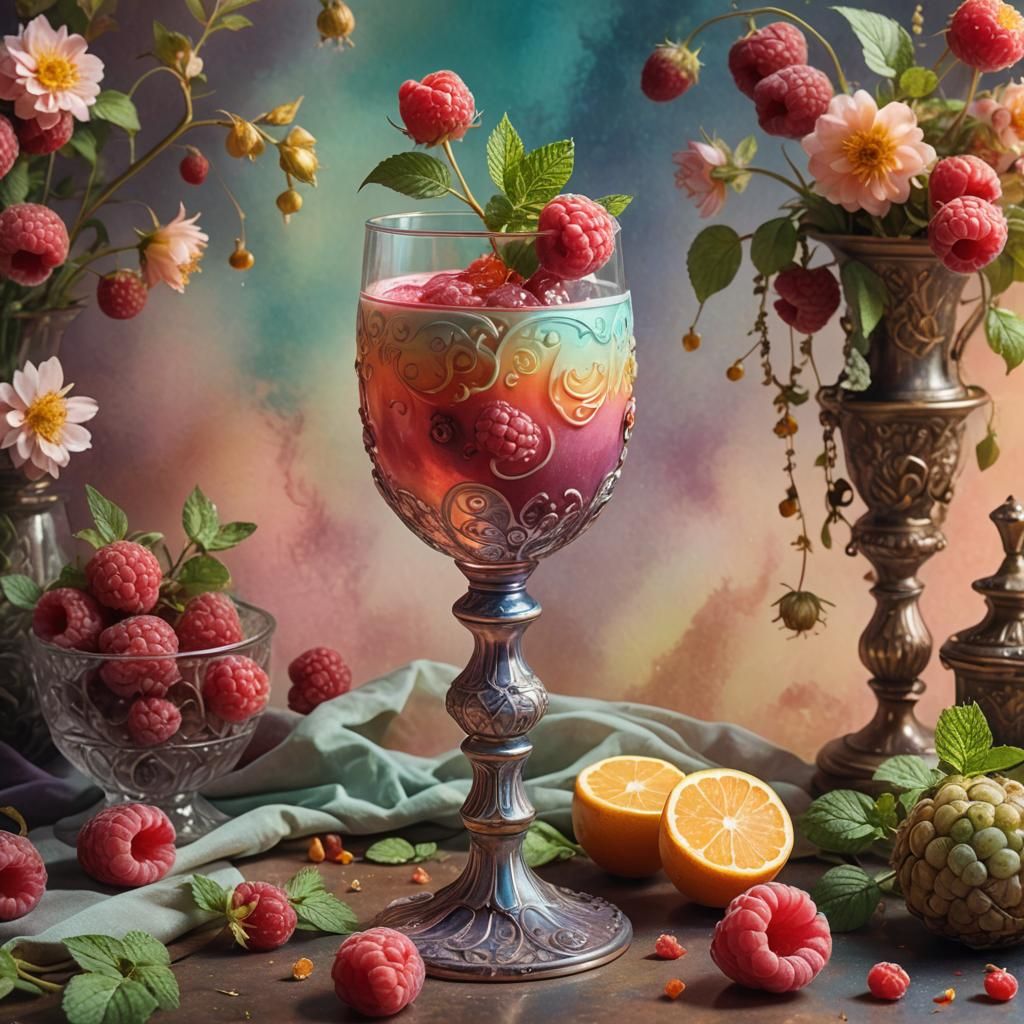 Raspberry Elixir in Porcelain Goblet
