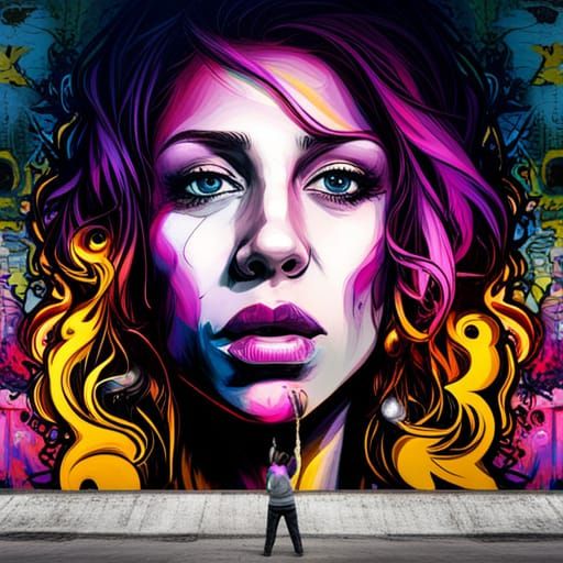 Colorful Graffiti Art Portrait with Melting Effects