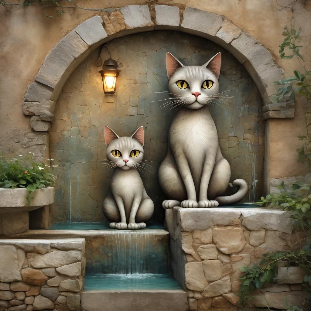 Whimsical Cats at a Tuscan Villa