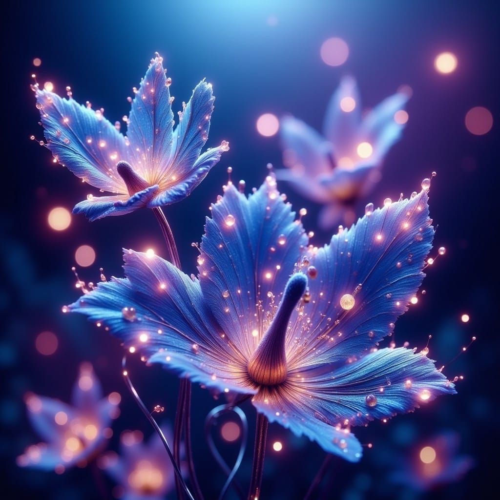 Ethereal Sapphire Flowers with Ethereal Light