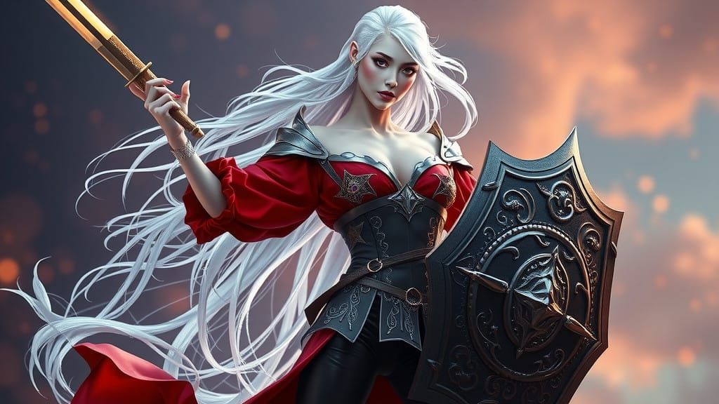 Ethereal Aasimar Heroine Poses in Celestial Attire