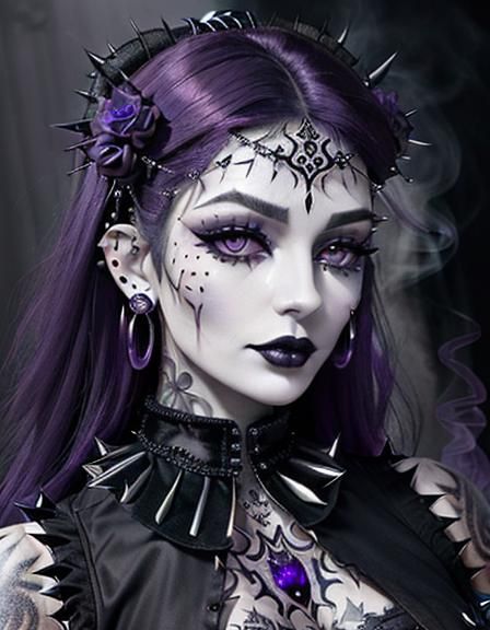 Ethereal Gothic Goddess Portrait with Metal Collar