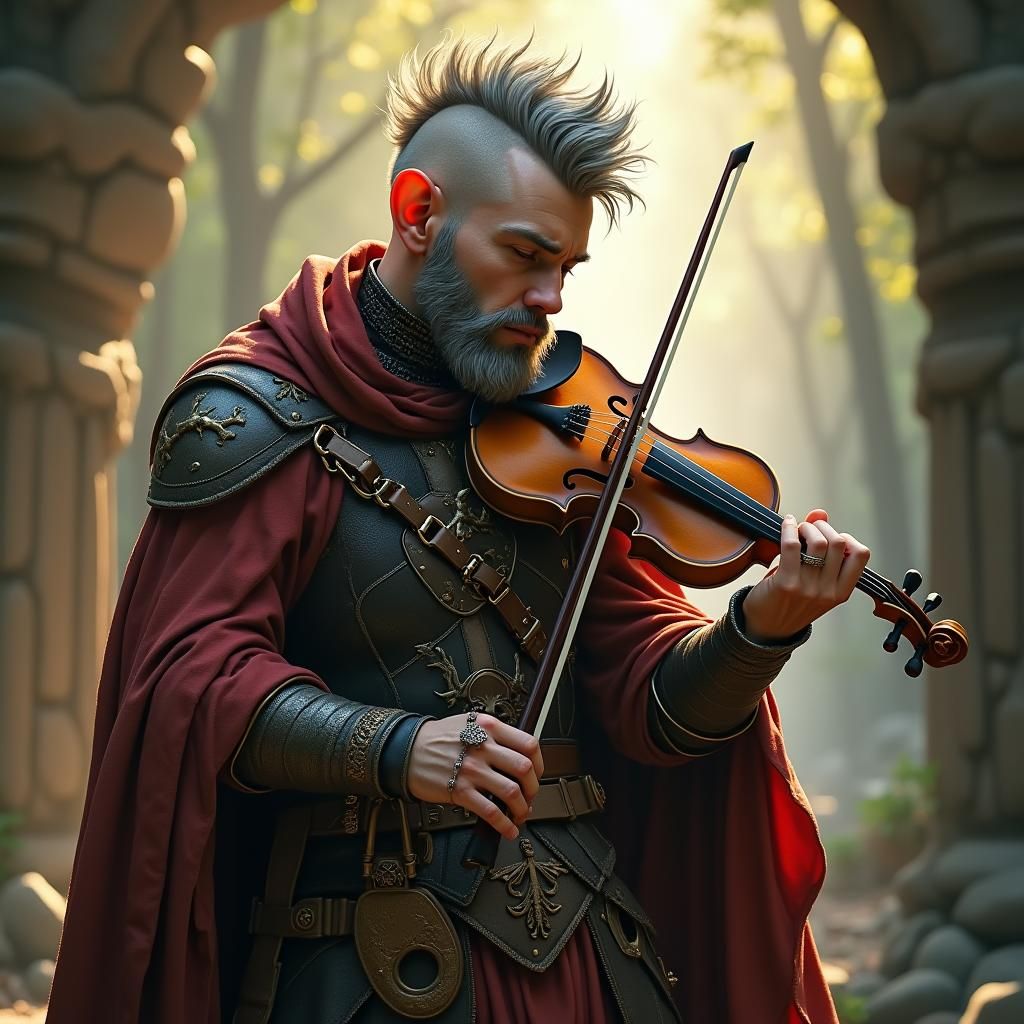 Halfling Bard with Mohawk, Digital Art Style