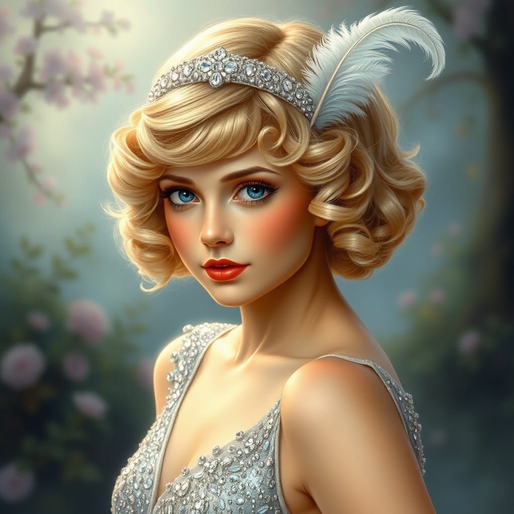 Glamorous Flapper Goddess in Sparkling Fantasy