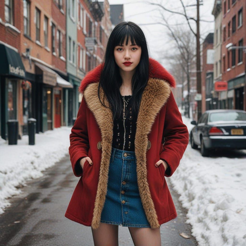 Glamorous Teen Girl in Winter Wonderland