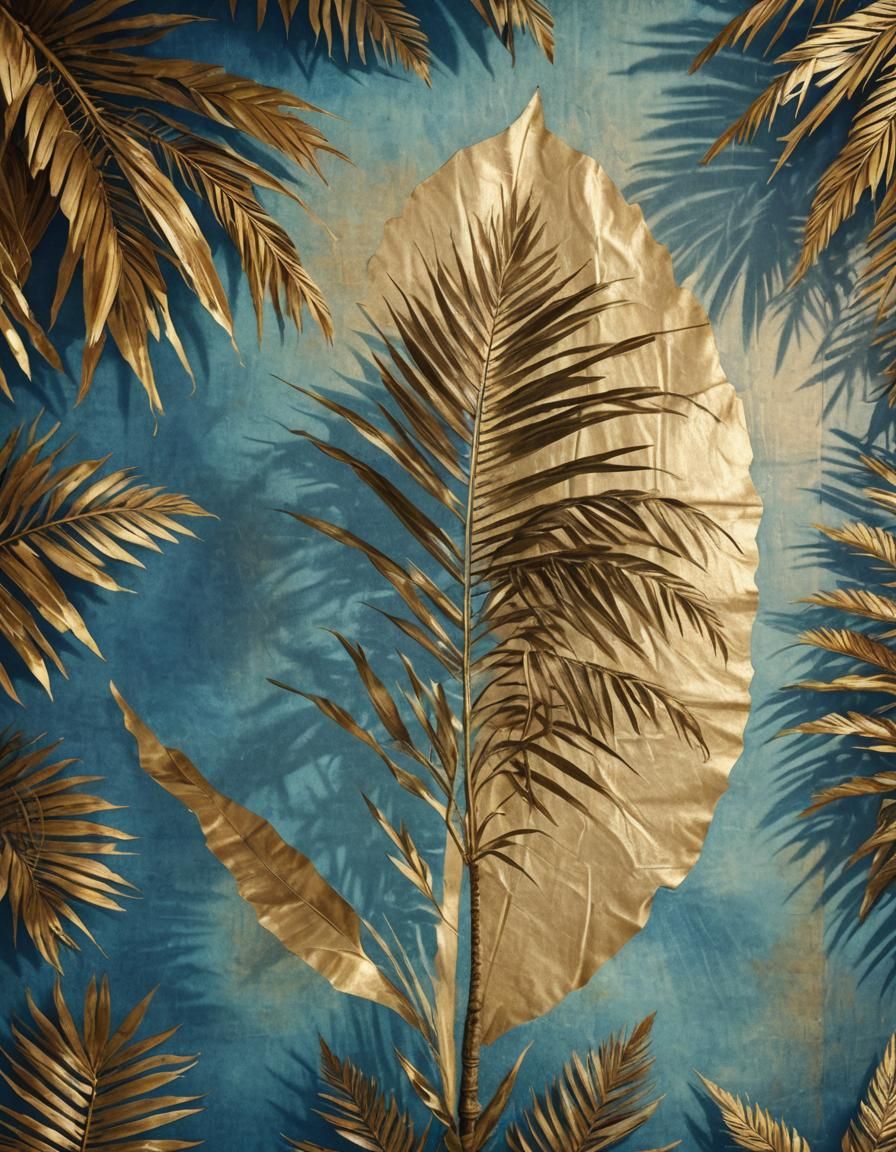 Luxurious Palm Fronds Frame Antique Parchment
