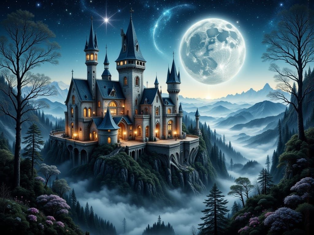 Ethereal Moonlit Castle of Stars
