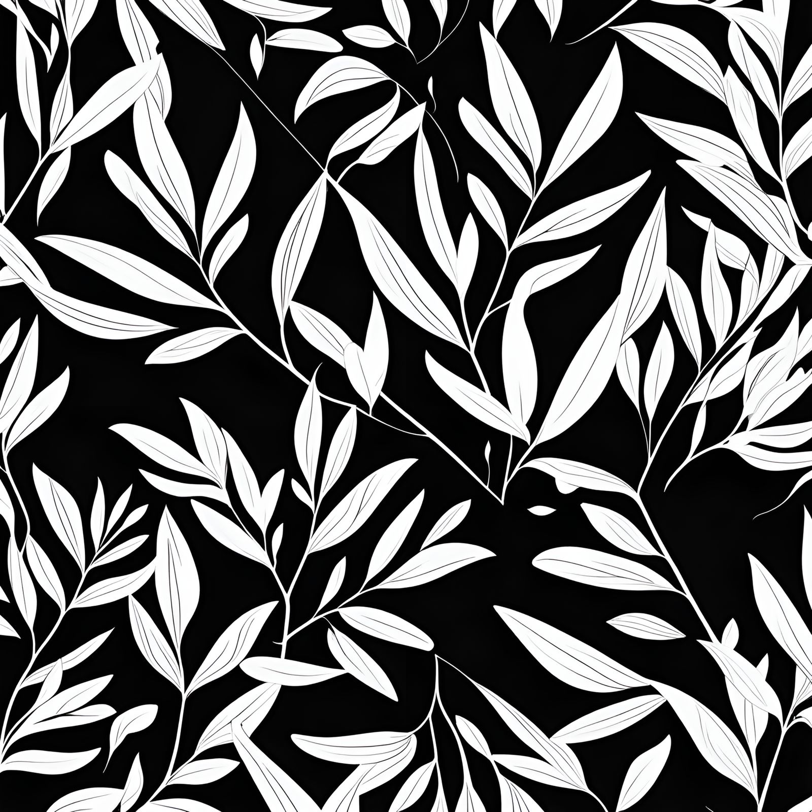 Abstract Black and White Plant Leaf Art