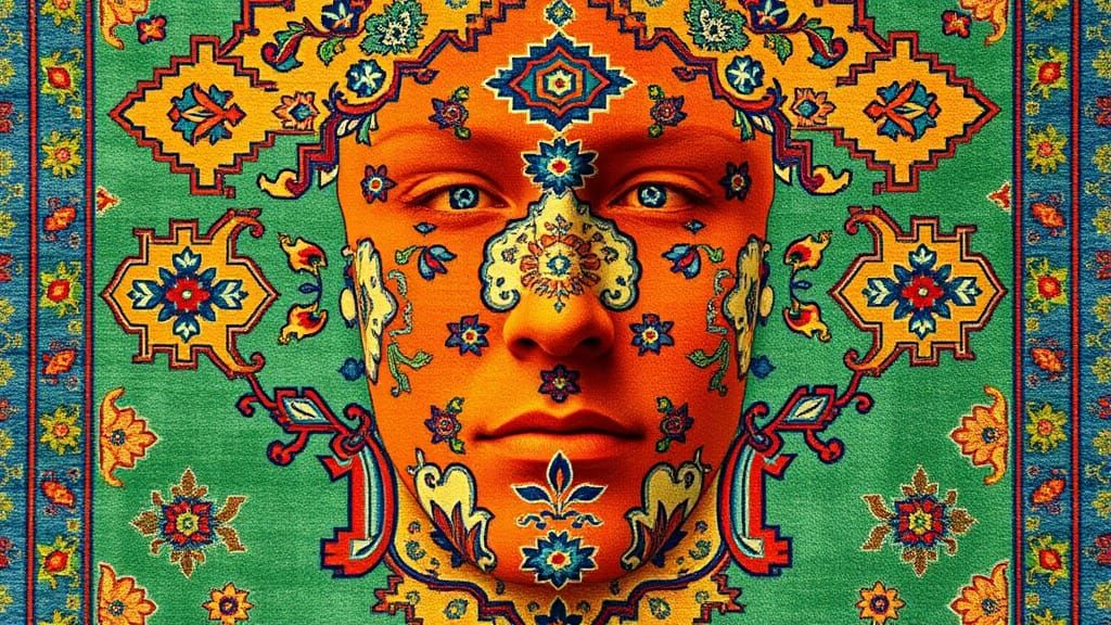 Surreal 3D Rug Portrait in Vibrant Colors