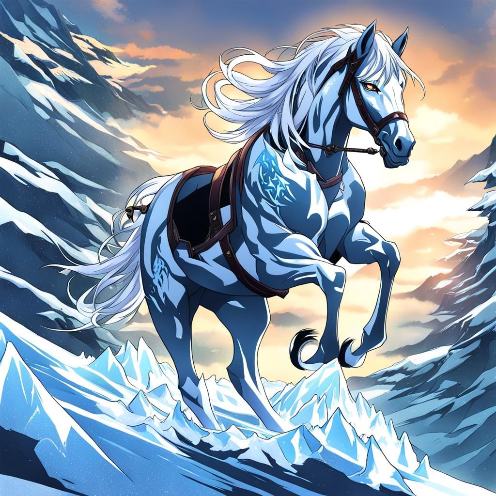 Icy Horse in Anime Key Visual Style