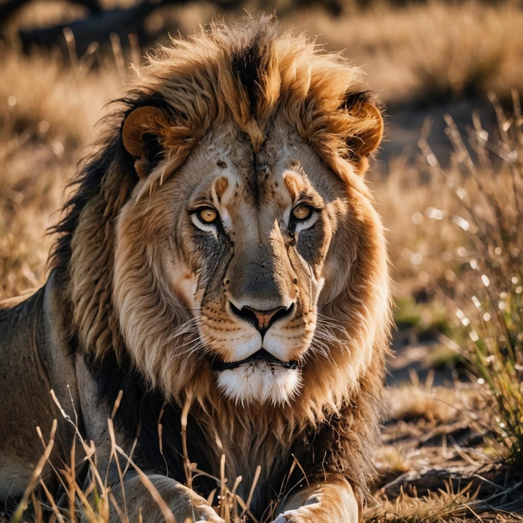 Lion Ready to Hunt: Wildlife Photography Portrait