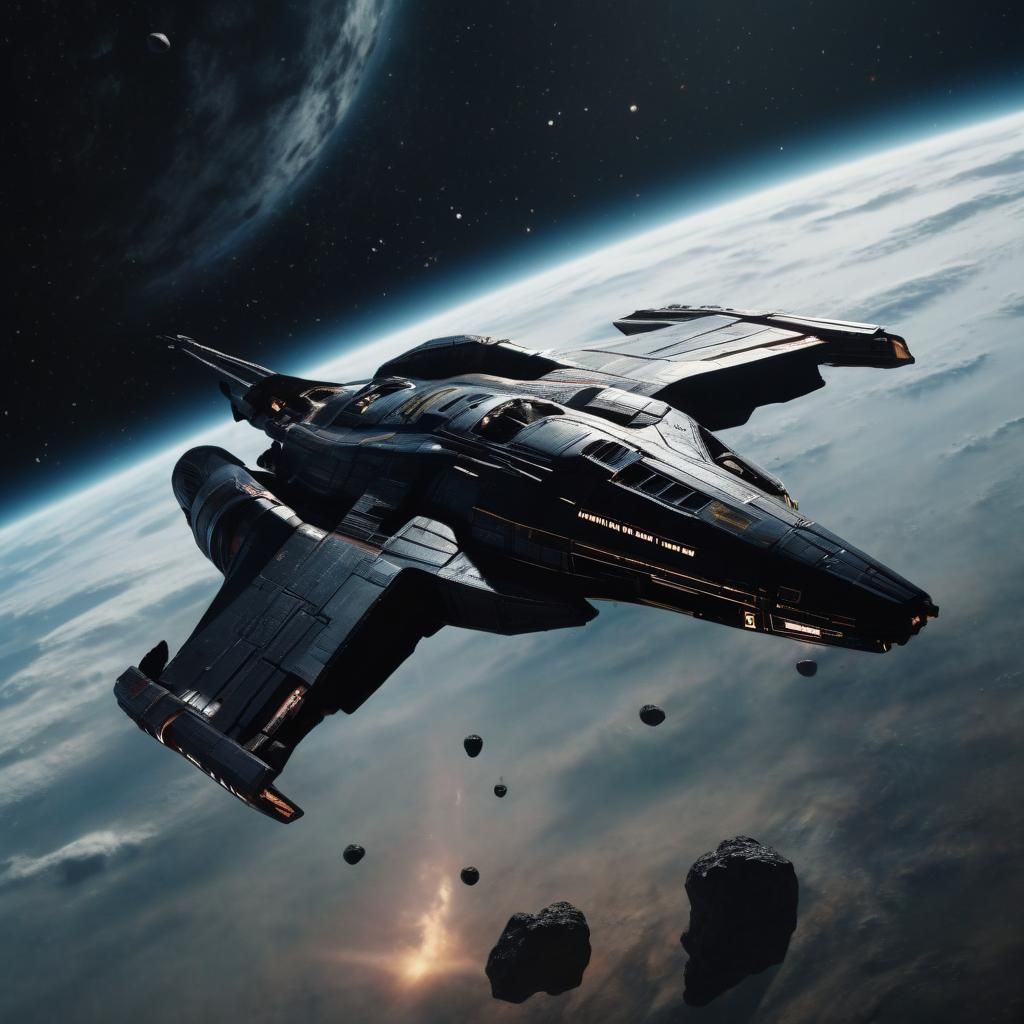 Normandy SR-1 Starship Flies Through Deep Space