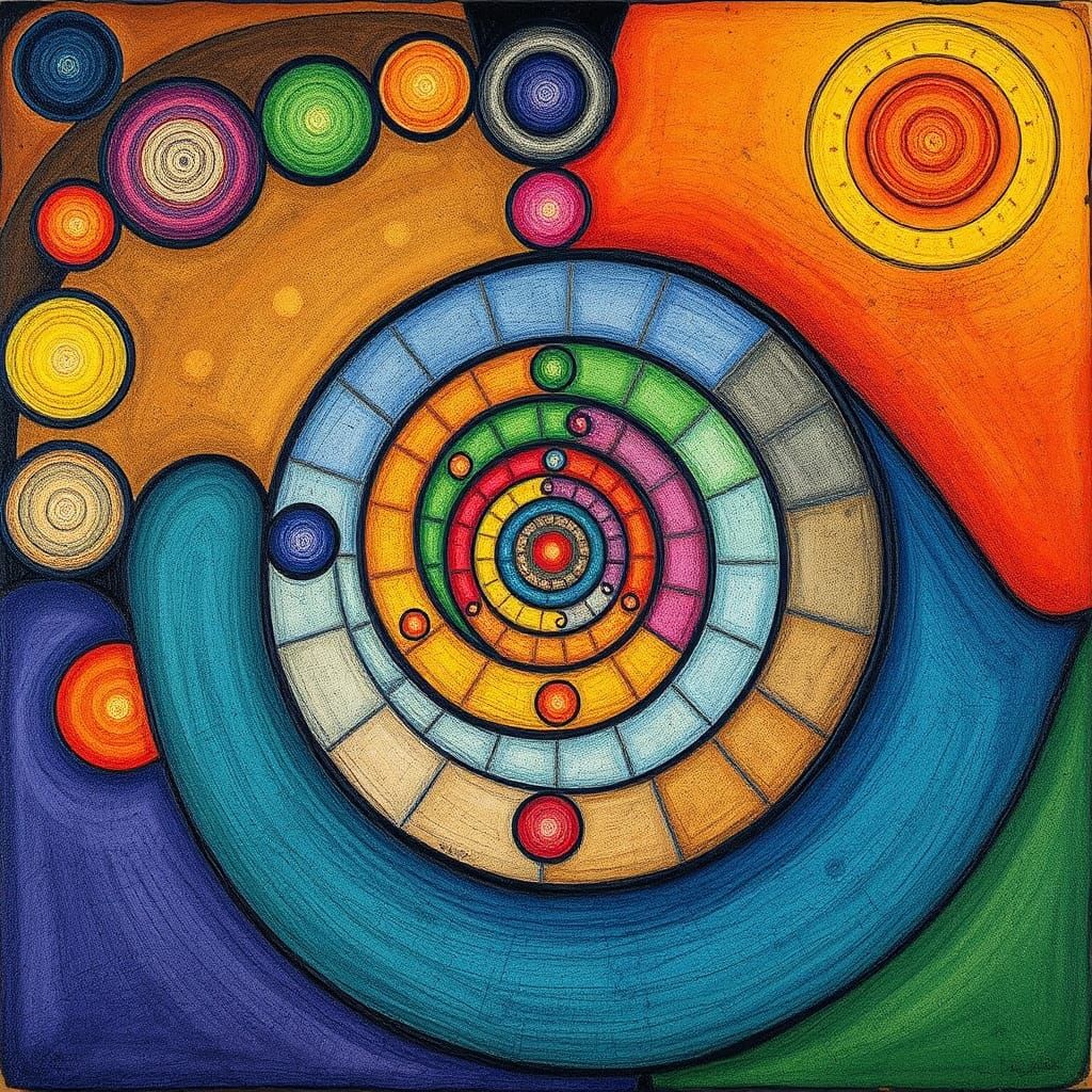 Hundertwasser Inspired Painting of Geometric Forms