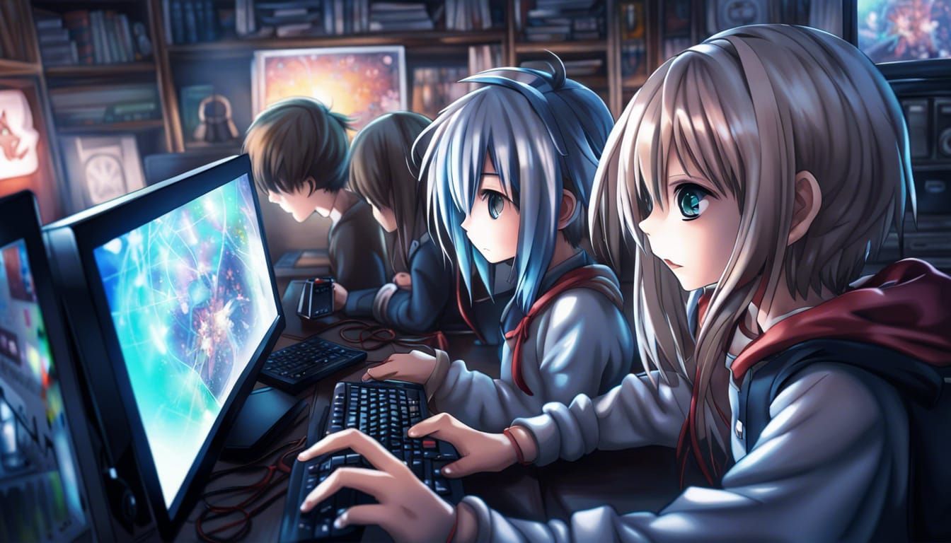 Teenagers Online Gaming in Anime Style
