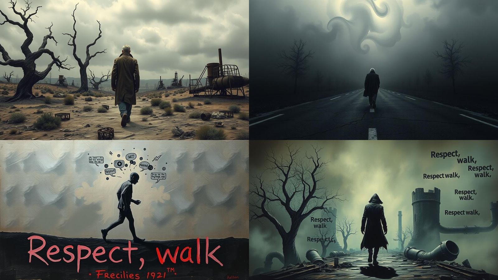 Dystopian Surrealism: Eerie Walk in Oil