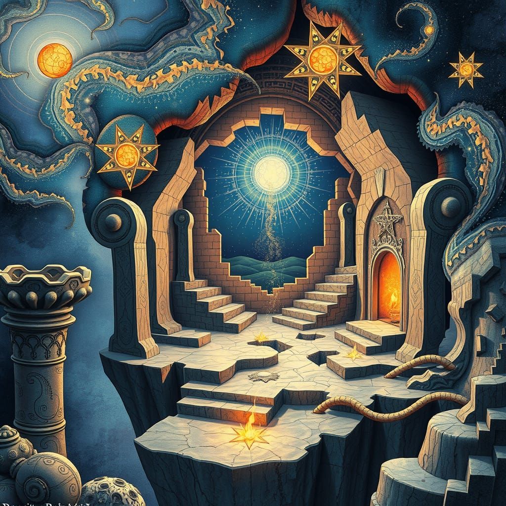 Mystical Celestial Masterpiece in Swirling Wizard Room