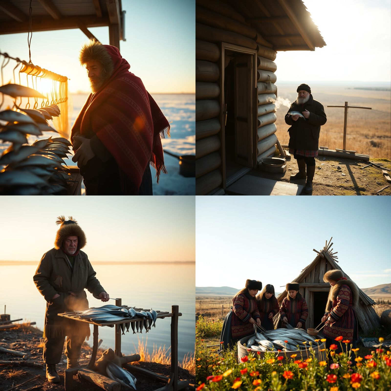 Sakha Yakut Turks Smoking Fish in Yakutistan