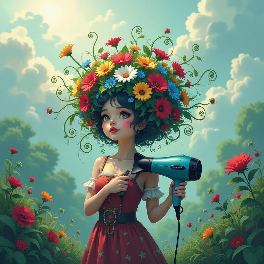 Whimsical Hairdryer Sprouts Vibrant Tendrils