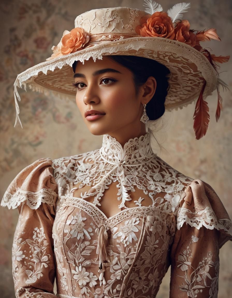 Mexican Woman Portrait in Latin American Art Style